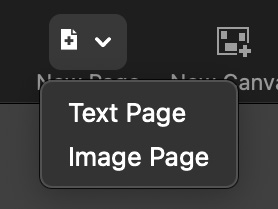 The old create page button, a basic pull down control with a dedicated 'new page' icon